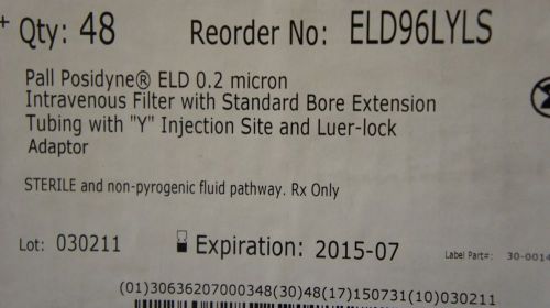 Pall Medical ELD96LYLS ~ ELD Intravenous Filter ~ BOX of 48