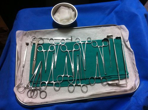 Lot of 18pcs Stainless Steel Surgical Tools + Stainless Steel Tray &amp; Bowl