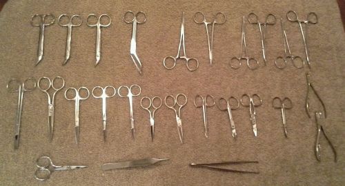 26 PCS Mixed Medical Stainless Surgical Scissors, Hemostats, and Clamps
