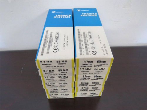 Lot of 12 new in box zimmer cortical screws 3.7mm diameter 55mm to 60mm #9 for sale