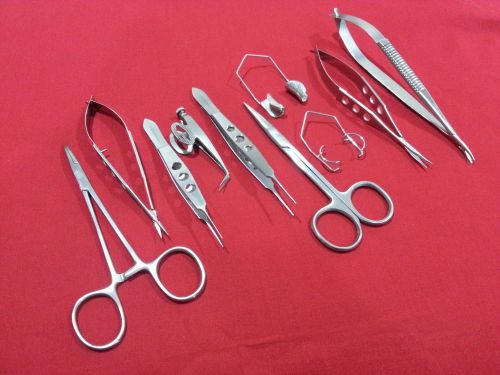 10 PCS EYE MICRO SURGERY SURGICAL OPHTHALMIC VETERINARY FORCEPS INSTRUMENTS KIT