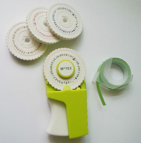 Embossing Label Maker 4 Wheel (English Number Emoticon Hangul) Green + 1 Tape CA