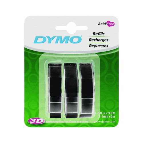 15pk dymo 3/8 (9mm) 3d glossy black embossing labelmaker labels refill tapes new for sale
