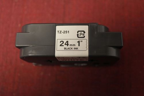 Brother TZ251 TZe251 1&#034; 24mm black on white Ptouch TZe TZ label tape New