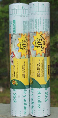 2 Rolls 12&#034; x 43.2 ft Each Clear Duck Brand Laminate Acid Free No Heat Required