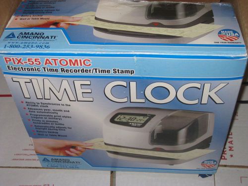 AMANO PIX-55 TIME CLOCK PUNCH CARD ATOMIC CLOCK ELECTRONIC