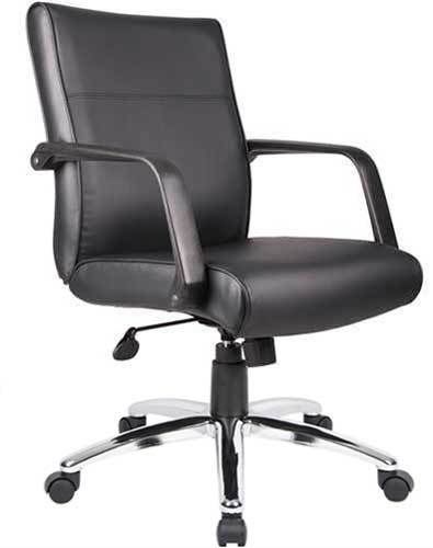 Conference chairs office room leather mid back chrome base modern contemporary for sale