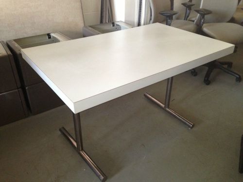 *cafeteria/lunch room table w/gray color lamin top w/ chrome metal x-base 30x48* for sale