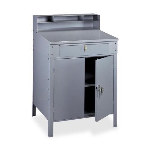 Tnnsr58mgy closed style desk,34-1/2&#034;x29&#034;x53&#034;,14 gauge steel,med. gray for sale