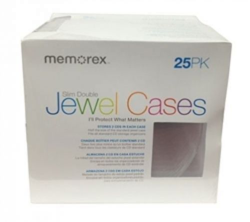 200 Memorex SLIM Clear Double CD Jewel Cases