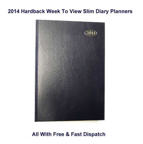 2014 Diary A5 Blue Slim Hardback Diary Planner Week To View Organiser Agenda WTV