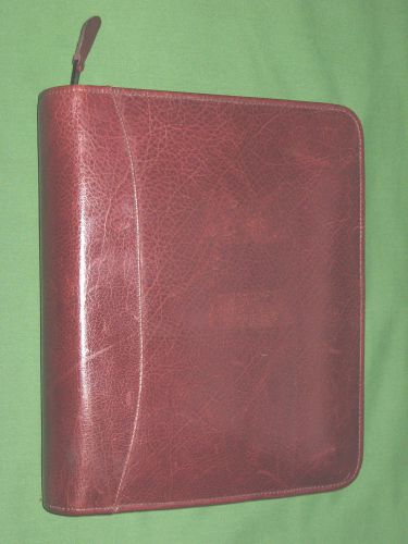 CLASSIC ~1.5&#034;~ RED LEATHER Day Runner Planner 3 RING BINDER Franklin Covey 9154
