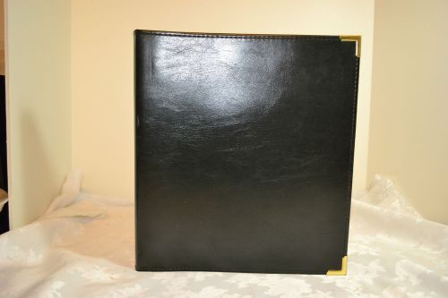 Black monarch planner size 3-ring binder-unused 8.5 x 11&#034; paper-brass corners for sale