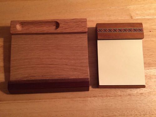 Handcrafted wooden note holders - walnut padouk, oak &amp; teak with inlay heartwood for sale