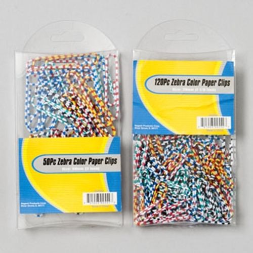 Paper clips zebra colored 2ast 50ct jumbo/120ct regular, case of 48 for sale