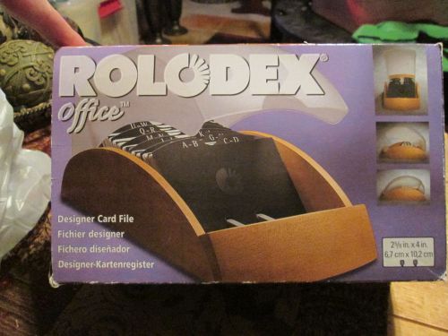 ROLODEX  Executive Card File Cherry Finish WOOD w Lid Home Office Desk Supplies