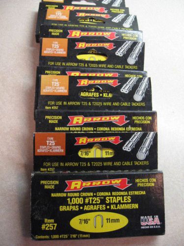 ARROW  TYPE T25 7/16&#034; STAPLES  5 PACKS OF 1000 EACH