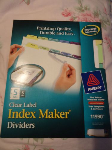 Avery Index Maker Clear Label Tab Dividers Pastel Colors 5 Tabs - 11990
