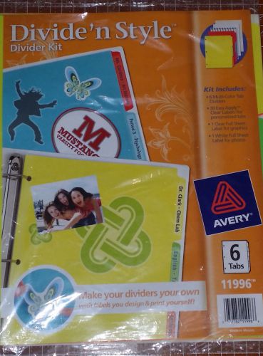 AVERY Divide &#039;n Style Divider Kit featuring 6 multi-color tab dividers, 11996