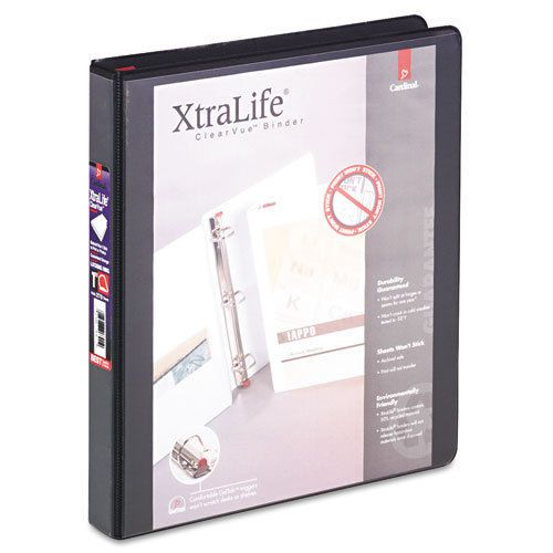 XtraLife ClearVue Non-Stick Locking Slant-D Ring Binder, 1&#034;, Black