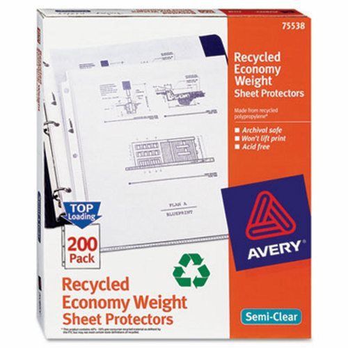 Avery Recycled Polypropylene Sheet Protector, Semi-Clear, 200/Box (AVE75538)