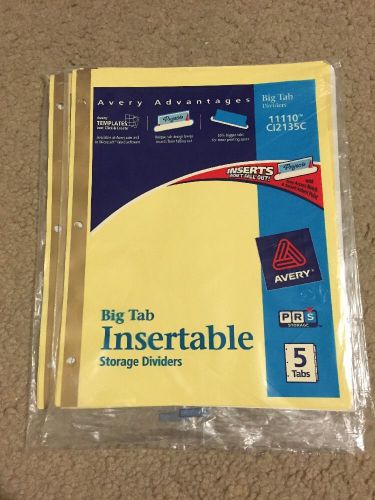 2 Avery 11110 - Big Tab Insertable Buff Dividers, 5 Clear Tabs