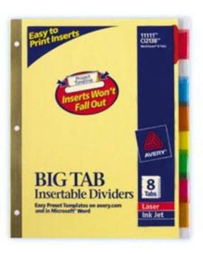 Avery Big Tab Insertable Dividers Buff 8 Tab Multicolor