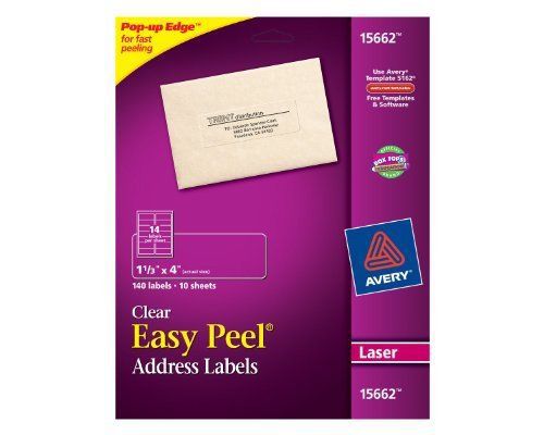 Avery dennison 15662 easy peel mailing labels for laser printers, 1-1/2 x 4, for sale