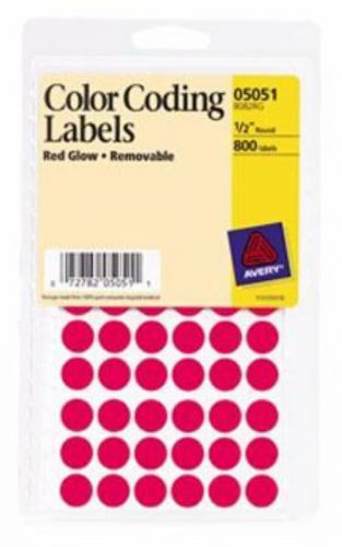 Avery Labels Color Coding Round Removable 1/2&#039;&#039; Neon Red (8082)