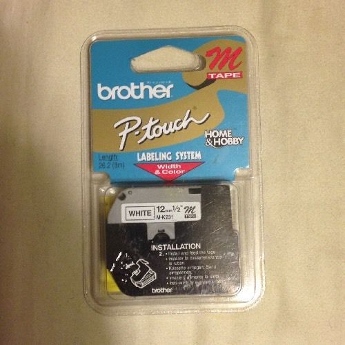Brother P-Touch M Tape White 12mm 1/2&#034; Brand New Sealed Home&amp;Hobby M-K231