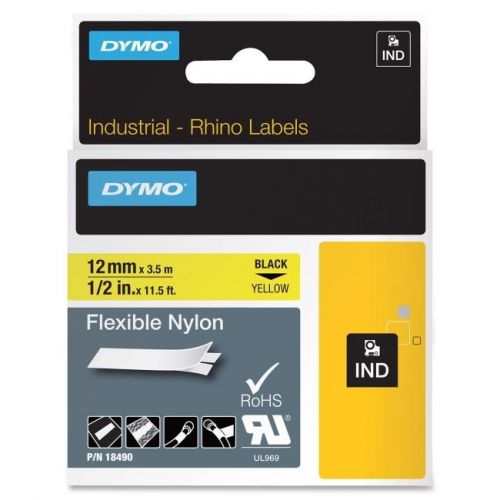 Dymo 18490 label, rhino, yellow 1/2&#034;x11.5 for sale