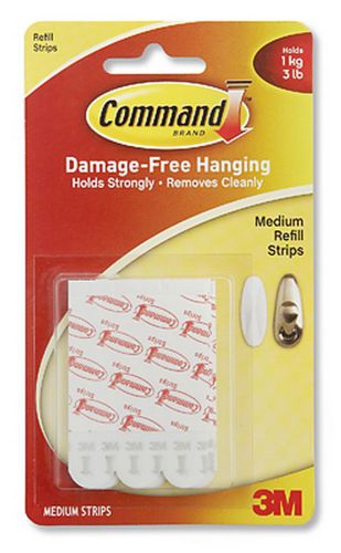 3M Command Damage Free Hanging Refil Strips 8 MEDIUM (3 lbs) strip FREE SHIPPING