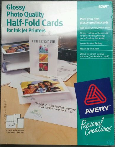 AVERY GLOSSY PHOTO QUALITY HALF-FOLD INKJET Greeting Card Set NEW &amp; SEALED! 6269