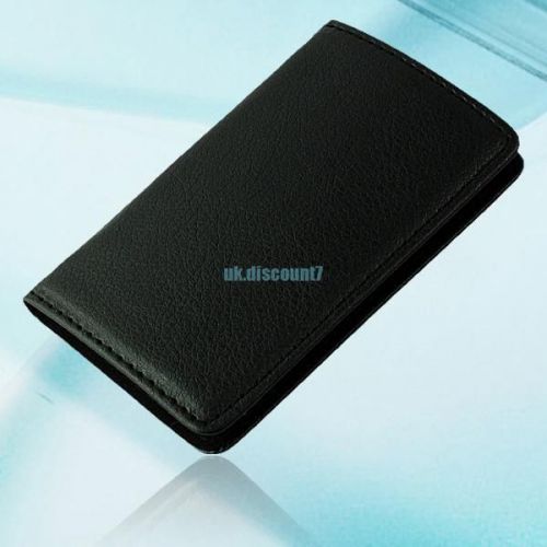 Black magnetic pu leather business id name credit card case holder keeper wallet for sale