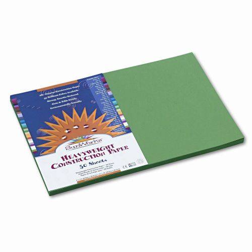 SunWorks Construction Paper, Heavyweight, 12 x 18, Holiday Green, 50 Sheets