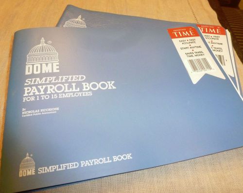 (2) Dome Simplified Payroll Books  - #710 - Wire Bound - 7.50&#034; X 10.50&#034;