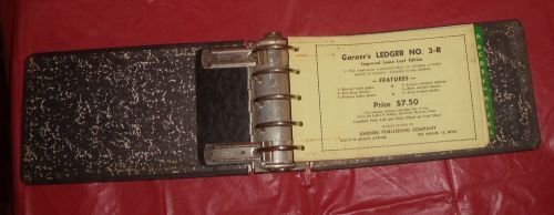 Vtg Garner&#039;s 5 Ring Metal Hinge Ledger Binder Column Form Sheets Index Tabs A- Z