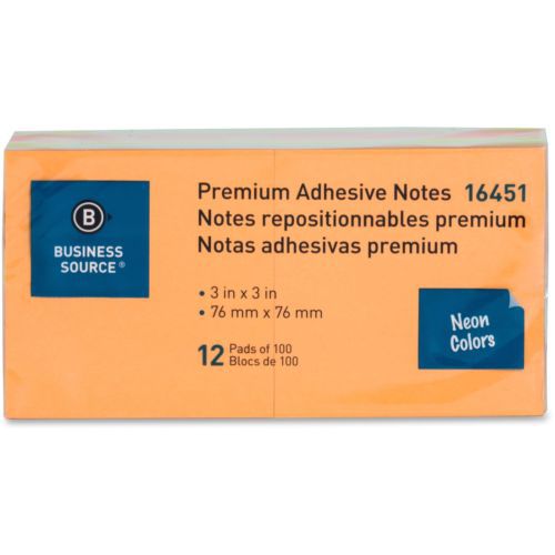 Business Source Adhesive Note Pad - Removable, Repositionable, (bsn16451)