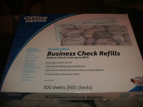 Office depot business check refills standard blue b 7000 300 sheets/900 checks for sale