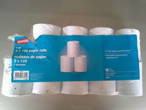 Staples 1-ply 3 x 128 paper rolls for cash registers and POS printers 9 Rolls