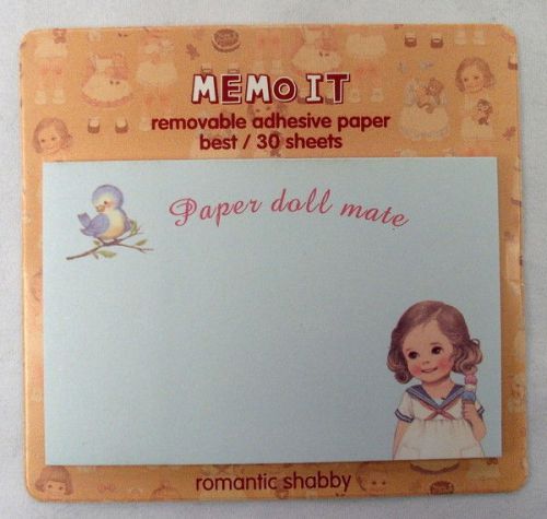Retro Paper Doll Adhesive Memo Notes: Blue  *COMBINED SHIPPING AVAILABLE*