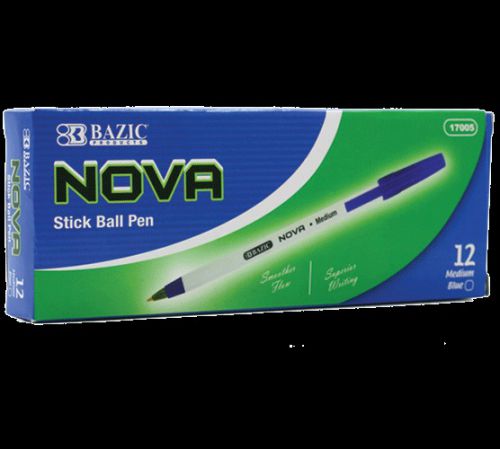 BAZIC Nova Blue Color Stick Pen (12/Box), Case of 12