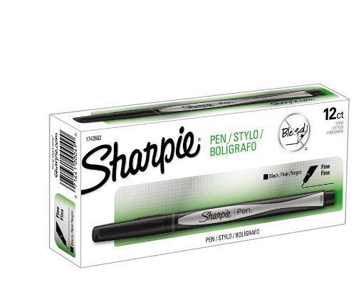 NEW Sharpie Pen Fine Point Pen, 12 Black Pens (1742663)