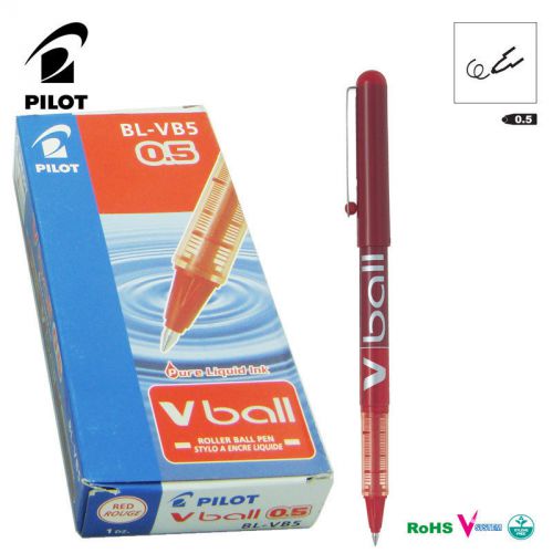 12 x Pilot Vball Roller Ball Pen 0.5mm RED BL-VB5 FREE SHIPPING w/TRACKING Nr