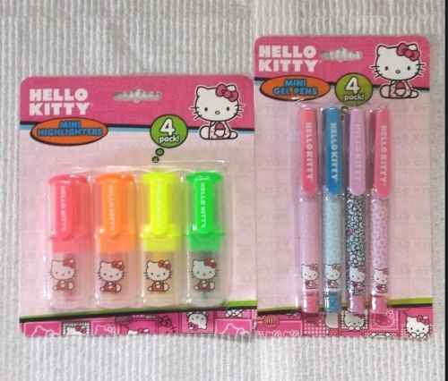 Hello Kitty Mini Highlighters AND Mini Gel Pens - 4 Colors Sanrio HK school New