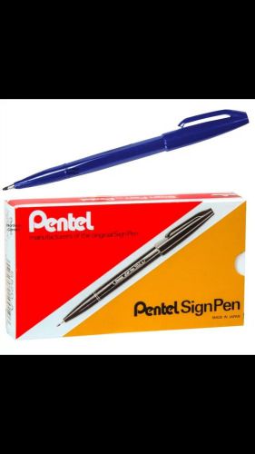 Pentel Sign Pen Blue S520C, Fibre Tip, Fine Point, Box of 11 Pens