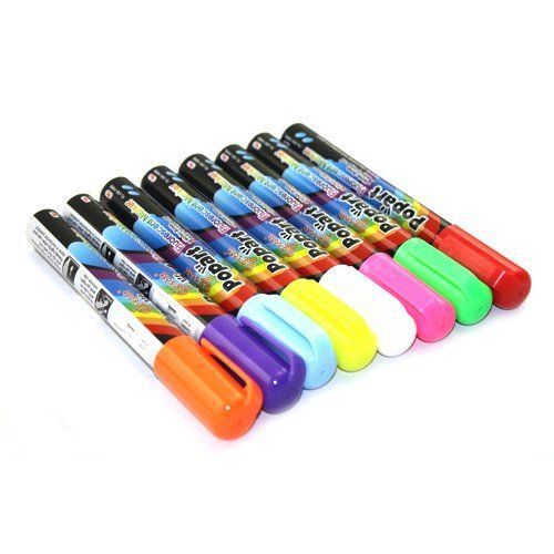 NEW Wet Liquid Chalk Neon Marker Pen 8 Color Pack Dry Erase (8 Color Assorted)