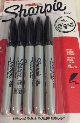 Sharpie Five Pack Black Markers New