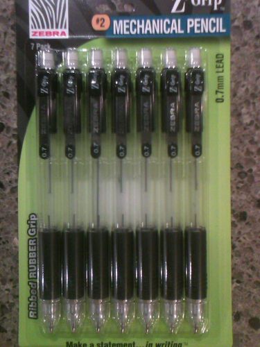 ZEBRA, Pencil, Mechanical, #2, 7 Pack, Z-Grip, 0.7mm Lead, Ribbed Rubber Grip