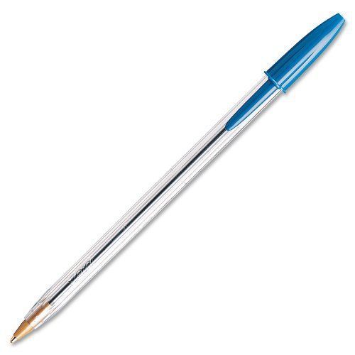 Bic cristal ballpoint pen - medium pen point type - blue ink - clear (ms11be) for sale
